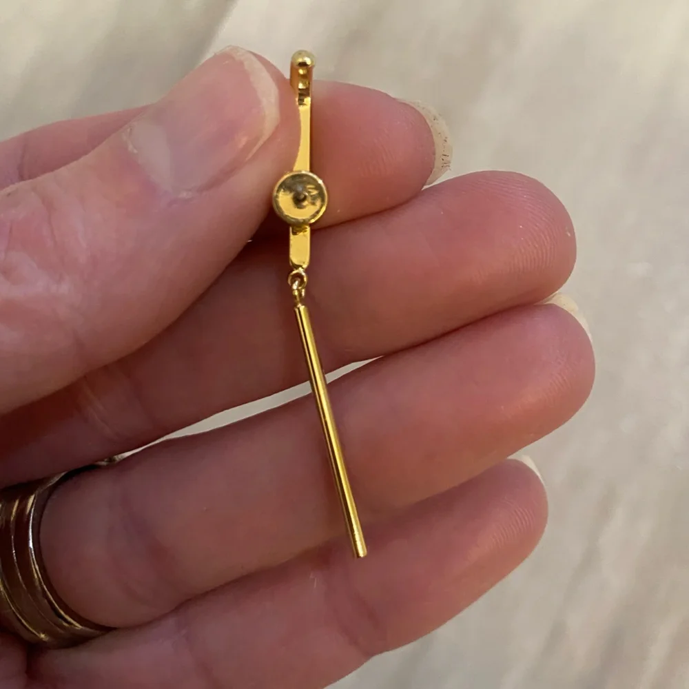 Gold Tone Cuffed Straight Dangling Bar Earrings for Pierced Ears